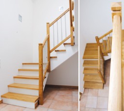 Aufgesattelte Treppe mit Edelstahlstäben